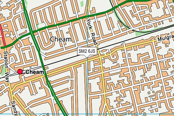 SM2 6JS map - OS VectorMap District (Ordnance Survey)