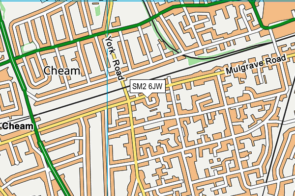 SM2 6JW map - OS VectorMap District (Ordnance Survey)
