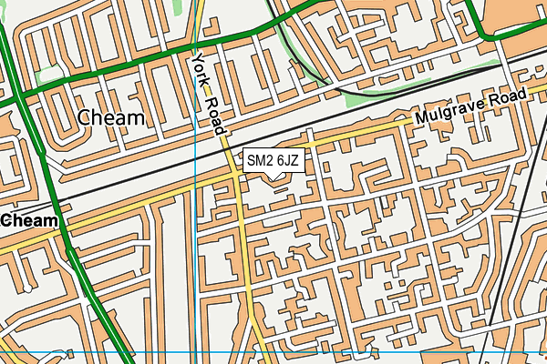 SM2 6JZ map - OS VectorMap District (Ordnance Survey)