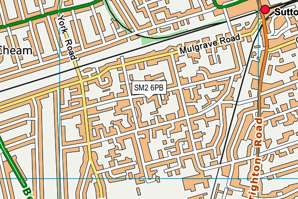 SM2 6PB map - OS VectorMap District (Ordnance Survey)