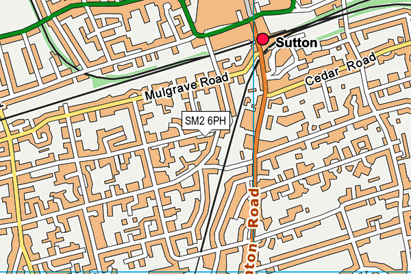 SM2 6PH map - OS VectorMap District (Ordnance Survey)
