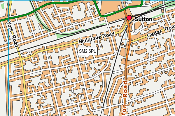 SM2 6PL map - OS VectorMap District (Ordnance Survey)