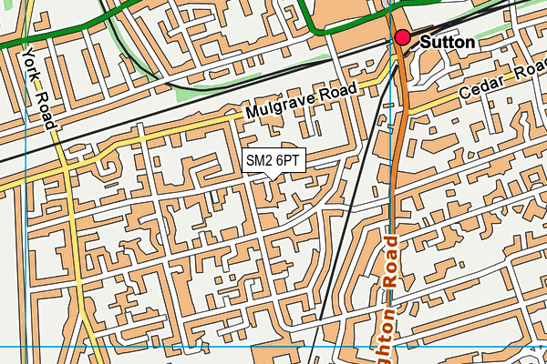 SM2 6PT map - OS VectorMap District (Ordnance Survey)