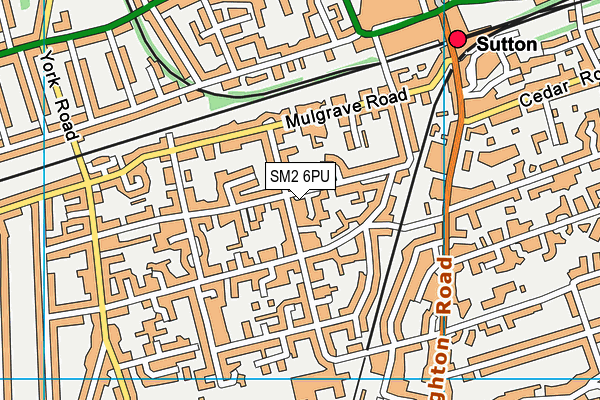 SM2 6PU map - OS VectorMap District (Ordnance Survey)