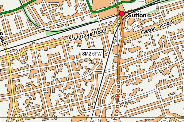 SM2 6PW map - OS VectorMap District (Ordnance Survey)