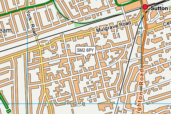 SM2 6PY map - OS VectorMap District (Ordnance Survey)