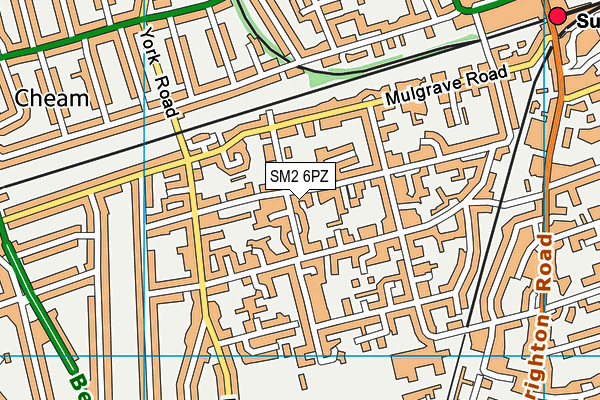 SM2 6PZ map - OS VectorMap District (Ordnance Survey)
