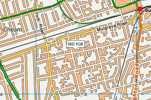 SM2 6QB map - OS VectorMap District (Ordnance Survey)