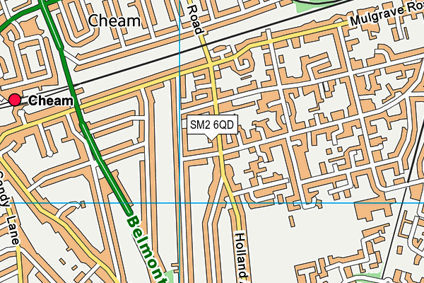 SM2 6QD map - OS VectorMap District (Ordnance Survey)