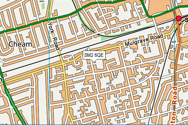 SM2 6QE map - OS VectorMap District (Ordnance Survey)