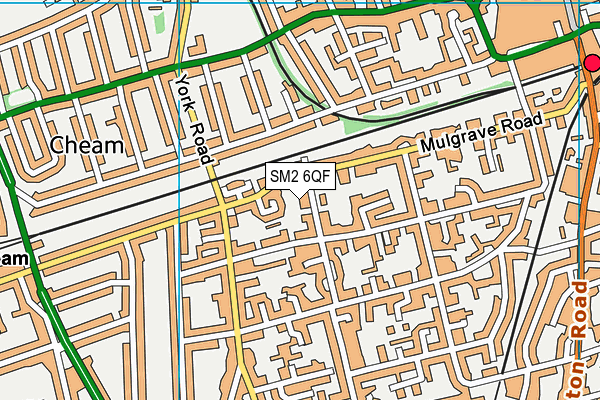 SM2 6QF map - OS VectorMap District (Ordnance Survey)