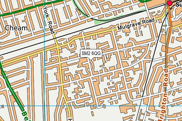 SM2 6QG map - OS VectorMap District (Ordnance Survey)