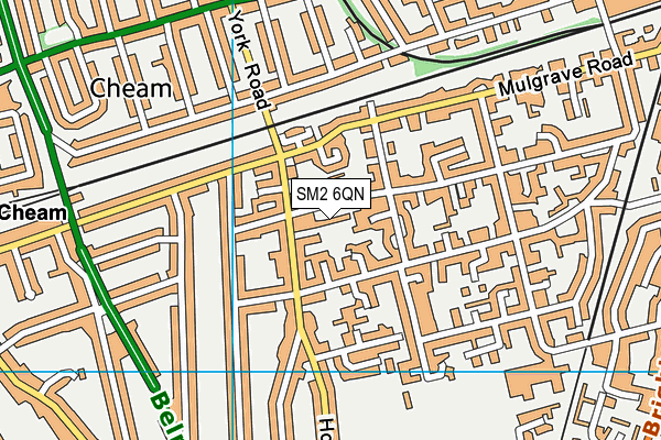 SM2 6QN map - OS VectorMap District (Ordnance Survey)