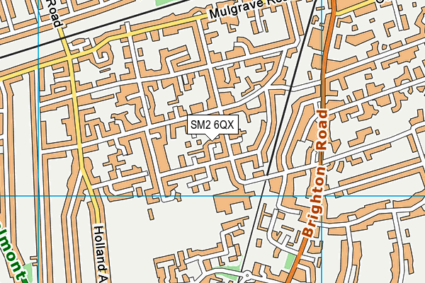 SM2 6QX map - OS VectorMap District (Ordnance Survey)