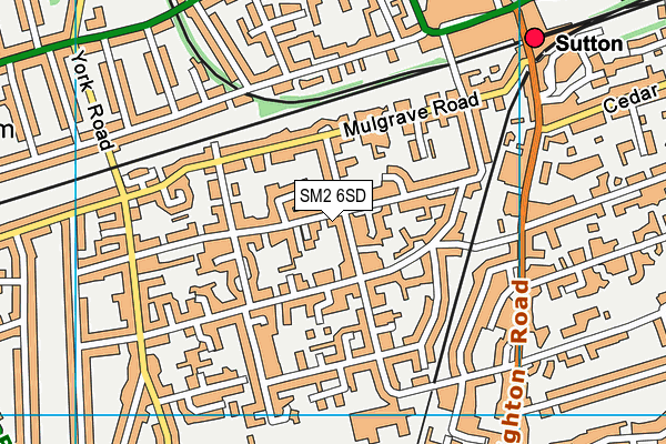 SM2 6SD map - OS VectorMap District (Ordnance Survey)