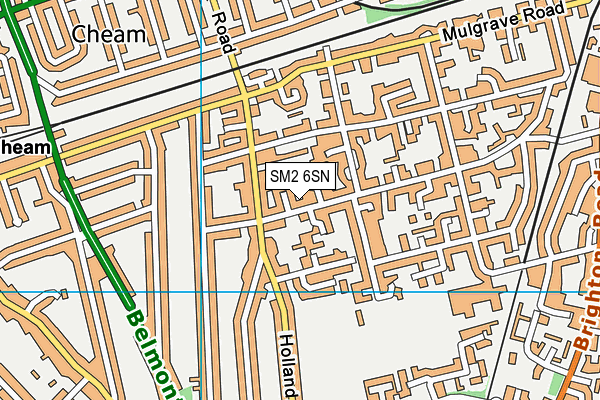 SM2 6SN map - OS VectorMap District (Ordnance Survey)