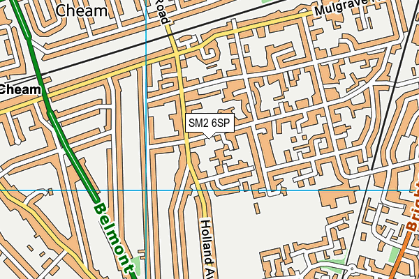 SM2 6SP map - OS VectorMap District (Ordnance Survey)