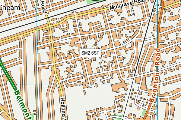 SM2 6ST map - OS VectorMap District (Ordnance Survey)