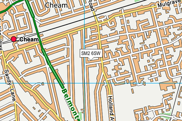 SM2 6SW map - OS VectorMap District (Ordnance Survey)