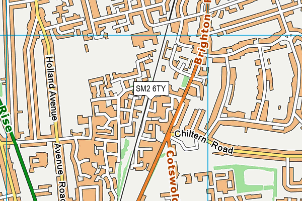 SM2 6TY map - OS VectorMap District (Ordnance Survey)