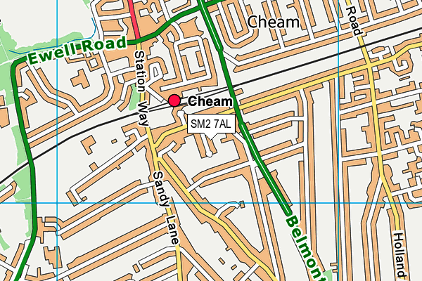 SM2 7AL map - OS VectorMap District (Ordnance Survey)