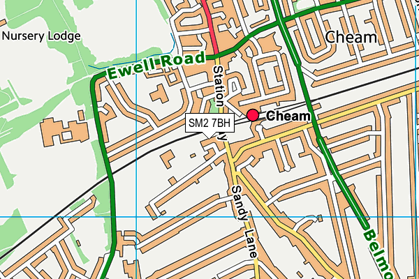 SM2 7BH map - OS VectorMap District (Ordnance Survey)