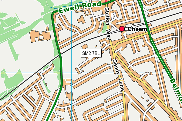SM2 7BL map - OS VectorMap District (Ordnance Survey)