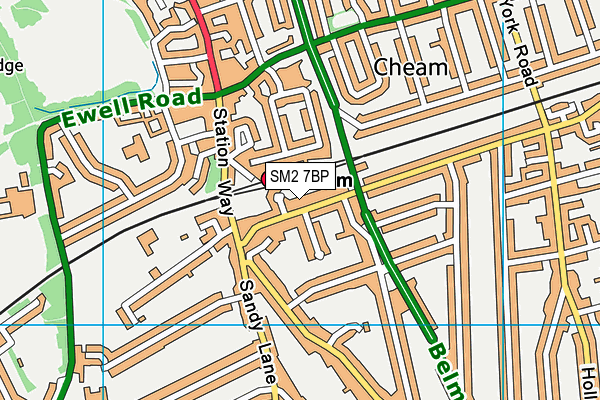 SM2 7BP map - OS VectorMap District (Ordnance Survey)