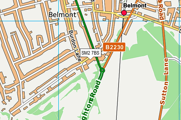 SM2 7BS map - OS VectorMap District (Ordnance Survey)