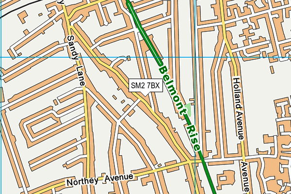 SM2 7BX map - OS VectorMap District (Ordnance Survey)