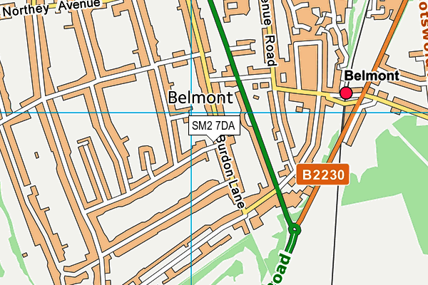 SM2 7DA map - OS VectorMap District (Ordnance Survey)