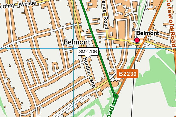 SM2 7DB map - OS VectorMap District (Ordnance Survey)