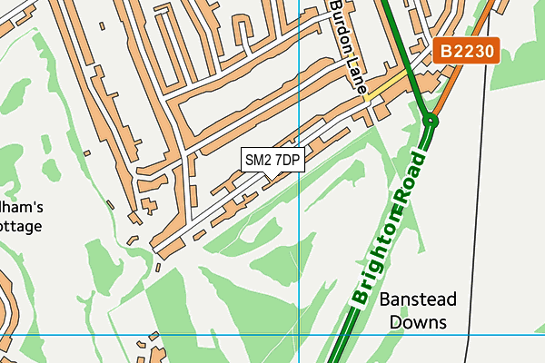 SM2 7DP map - OS VectorMap District (Ordnance Survey)