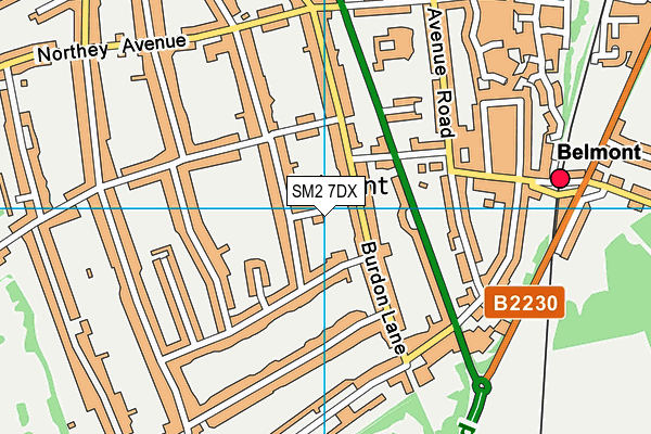 SM2 7DX map - OS VectorMap District (Ordnance Survey)