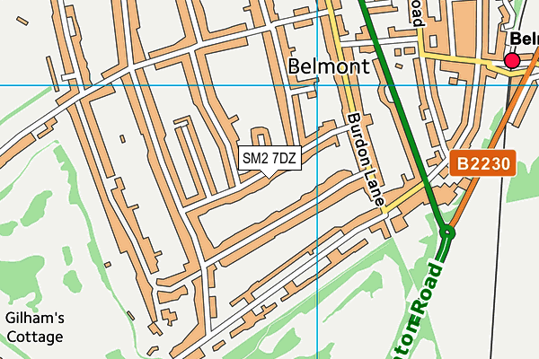 SM2 7DZ map - OS VectorMap District (Ordnance Survey)