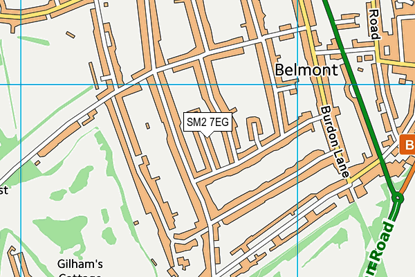 SM2 7EG map - OS VectorMap District (Ordnance Survey)