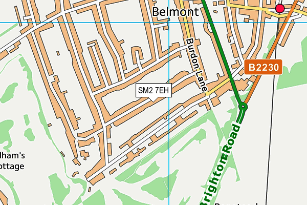 SM2 7EH map - OS VectorMap District (Ordnance Survey)