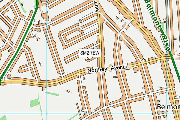 SM2 7EW map - OS VectorMap District (Ordnance Survey)