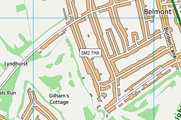 SM2 7HA map - OS VectorMap District (Ordnance Survey)
