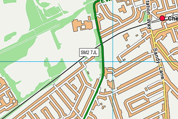 SM2 7JL map - OS VectorMap District (Ordnance Survey)