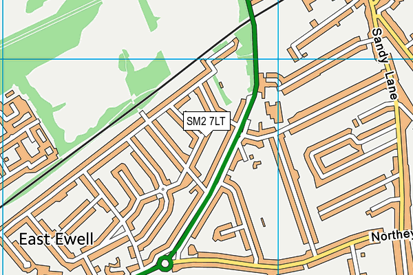 SM2 7LT map - OS VectorMap District (Ordnance Survey)