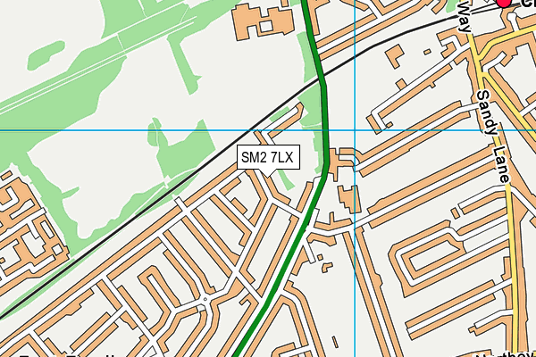 SM2 7LX map - OS VectorMap District (Ordnance Survey)
