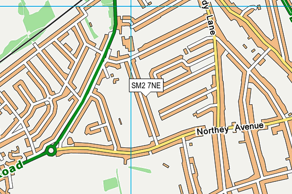 SM2 7NE map - OS VectorMap District (Ordnance Survey)