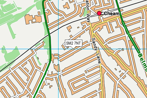 SM2 7NT map - OS VectorMap District (Ordnance Survey)