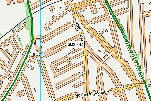 SM2 7NZ map - OS VectorMap District (Ordnance Survey)