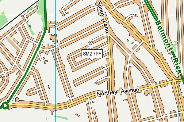 SM2 7PF map - OS VectorMap District (Ordnance Survey)