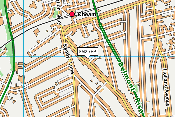SM2 7PP map - OS VectorMap District (Ordnance Survey)