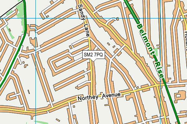 SM2 7PQ map - OS VectorMap District (Ordnance Survey)
