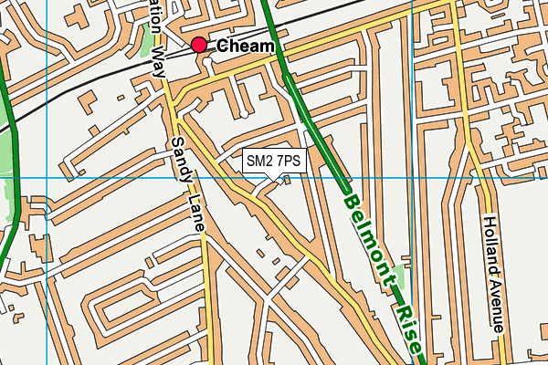 SM2 7PS map - OS VectorMap District (Ordnance Survey)