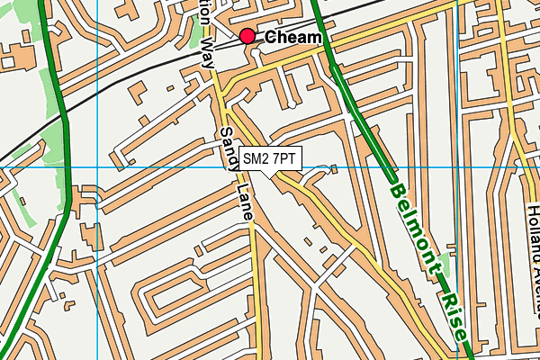 SM2 7PT map - OS VectorMap District (Ordnance Survey)